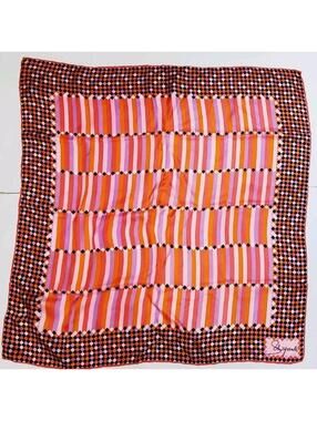 Vintage Elsa Schiaparelli Silk Checkerboard Diamond Scarf 27" X 26"